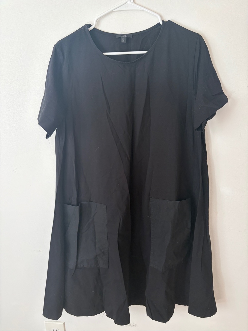 COS Black Short-Sleeve Pocket Tunic Dress